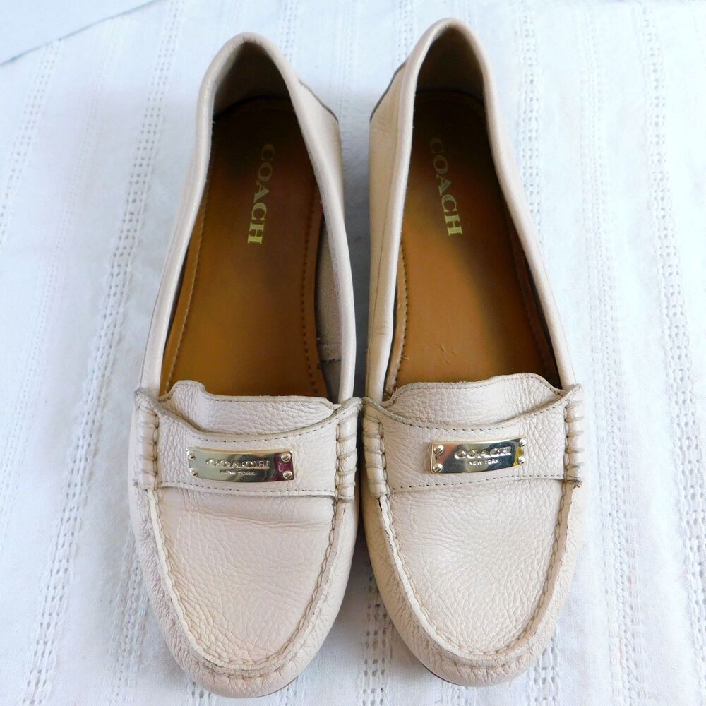 Coach Fredrica Loafers Shoes Flats Genuine Leather Beige Blush Womens 9.5 A5175